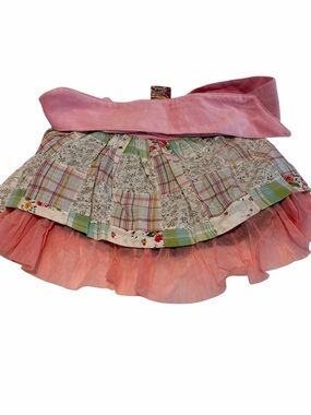 Raj Kids Patchwork Prairie Skirt Pink Velvet Tulle Ruffle 1-2 Years